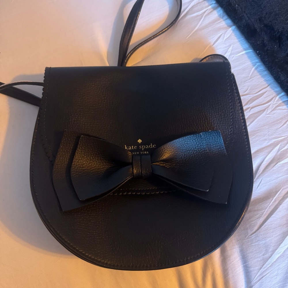 Kate Spade Black Leather Crossbody Bag with Bow